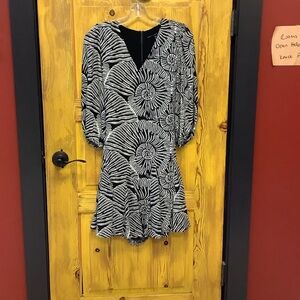 White House Black Market Black and White Patterned Dress
